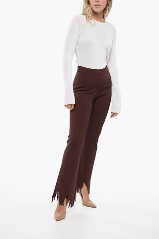 Ribbed Flared Pants with Laser-Cut Detailing