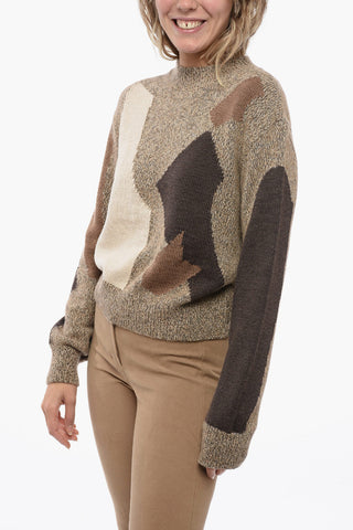 Pullover in Misto Lana con Fantasia Geometrica