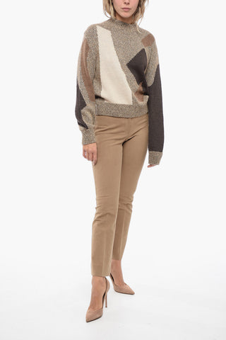 Pullover in Misto Lana con Fantasia Geometrica