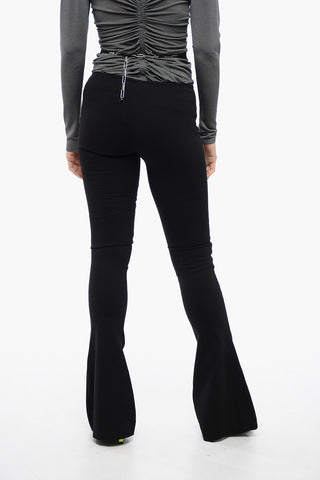 Stretchy Flared Pants with Cut-Out Effect Belt