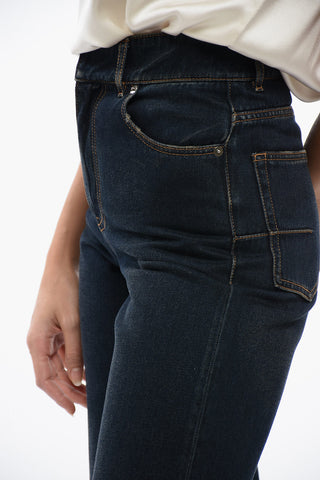Jeans Crop a Gamba Ampia con Lavaggio Scuro