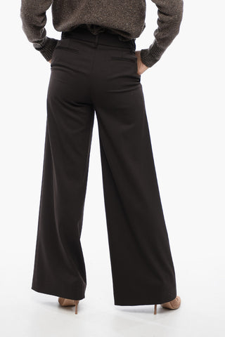 Virgin Wool Pants with Wide-Leg Fit