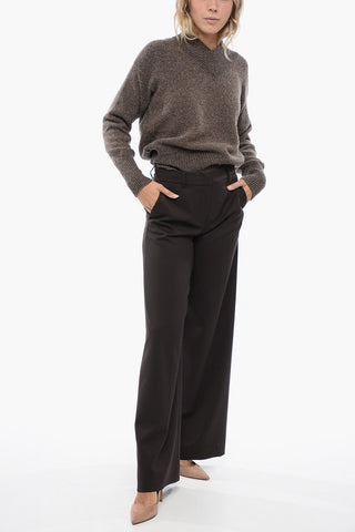 Virgin Wool Pants with Wide-Leg Fit