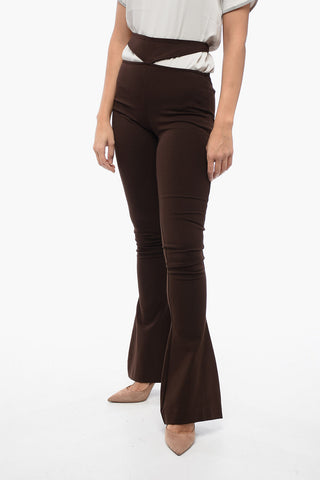 Stretchy Flared Pants with Cut-Out Effect Belt