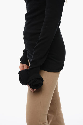 Shawl Neckline Sweater with Floral Application