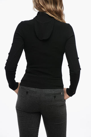 Ribbed Sweater with Hood