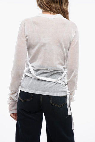 BETSY Sheer Sweater with Self-tie Detailing