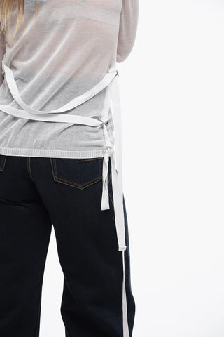 BETSY Sheer Sweater with Self-tie Detailing