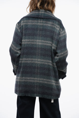 Alpaca Fur Coat with Check Motif