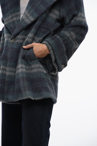 Alpaca Fur Coat with Check Motif