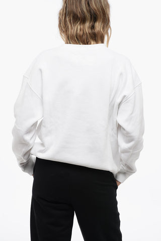 Crew Neck Fleeced Cotton Sweatshirt with Embroidered Logo
