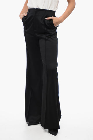Maxi-Flare Virgin Wool Trousers with Stitched Crease