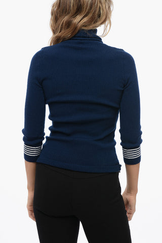 Turtleneck Ribbed Wool Blend Sweater