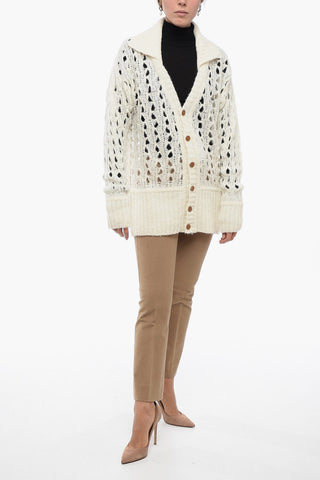 Openwork Cardigan with Contrasting Embroidery
