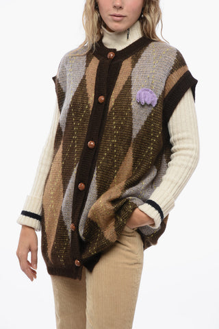 Gilet Oversized in Misto Mohair a Scacchi