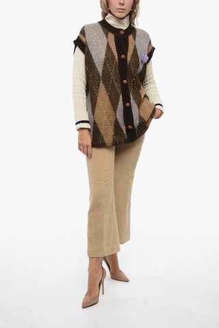 Gilet Oversized in Misto Mohair a Scacchi