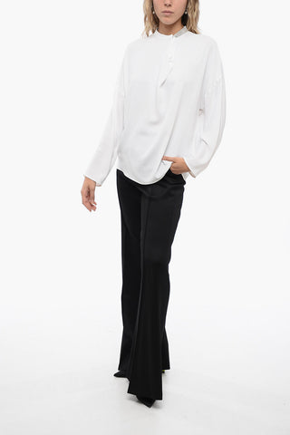 Shimmer Detailing Blouse with Pleated Collar Detail