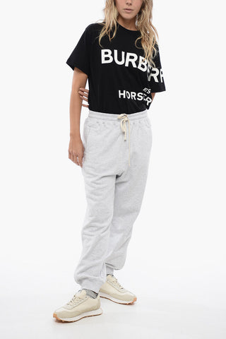 Joggers in Cotone con Bande Laterali a Costine