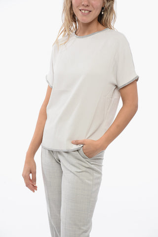 Short-Sleeved Blouse with Shimmer Detailing 