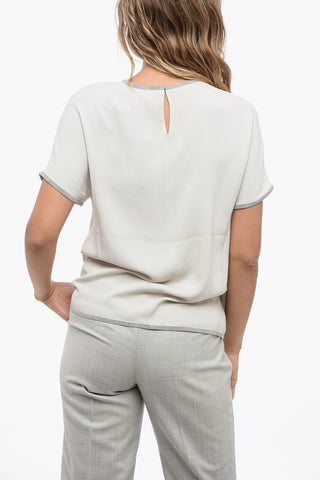 Short-Sleeved Blouse with Shimmer Detailing 