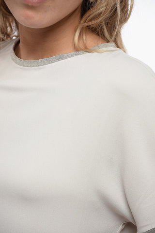 Short-Sleeved Blouse with Shimmer Detailing 