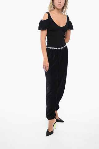 T by ALEXANDER WANG Corduroy Joggers with Logoed Elastic Band
