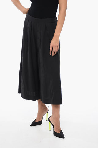 Pantaloni Crop Max-Wide con Dettaglio Pinces