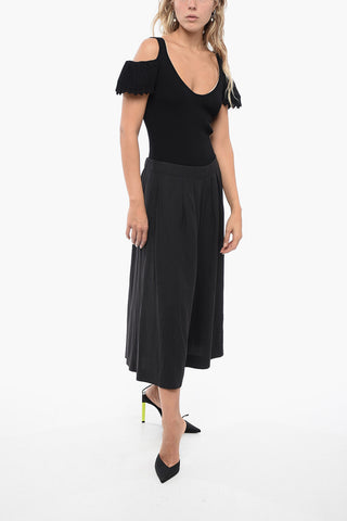 Pantaloni Crop Max-Wide con Dettaglio Pinces