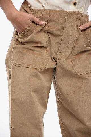 Corduroy Carpenter Pants with Logo Application