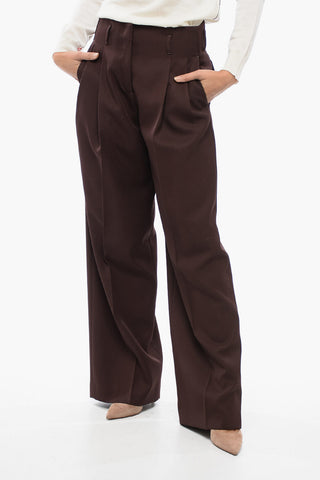 Gabardine Wide-Leg Pants with Logo