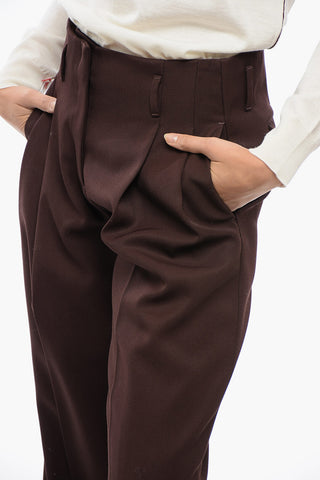 Gabardine Wide-Leg Pants with Logo