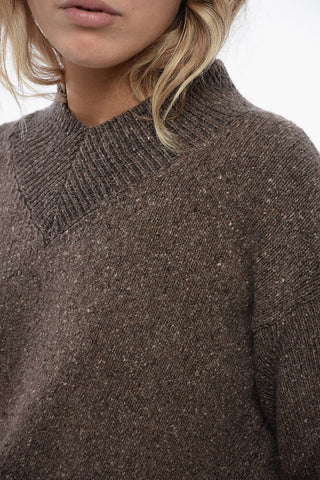 Pullover in Tweed di Cashmere con Scollo a V