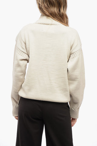 Technical Wool Turtleneck Sweater with Button Detail