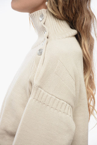 Technical Wool Turtleneck Sweater with Button Detail