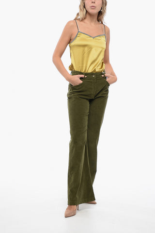 Low-Rise Corduroy Pants with Flared Fit