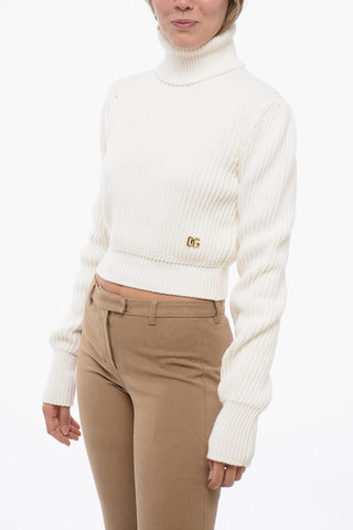 Cropped Turtleneck Sweater with DG Application