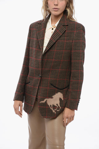 Blazer RODEO a Quadri con Dettagli in Pelle
