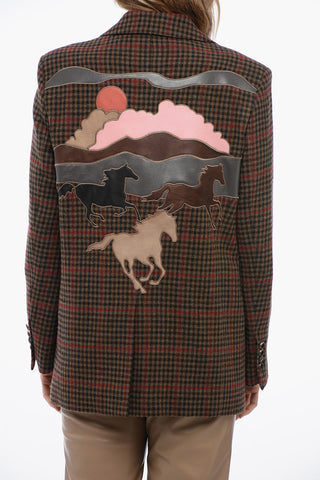 Blazer RODEO a Quadri con Dettagli in Pelle
