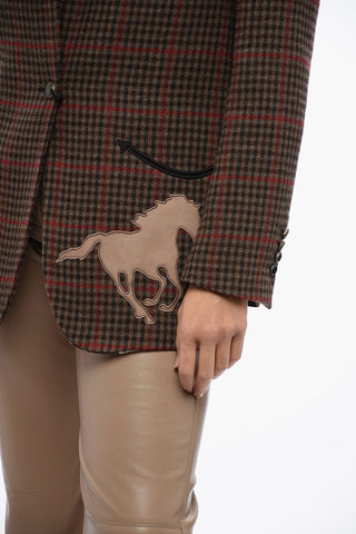 Blazer RODEO a Quadri con Dettagli in Pelle