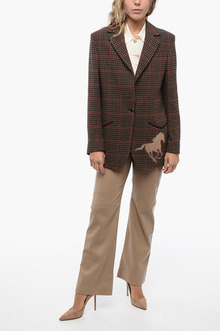 Blazer RODEO a Quadri con Dettagli in Pelle
