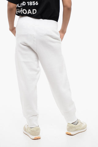 Fleeced Cotton Cropped Fit Sweatpants with Cuffs