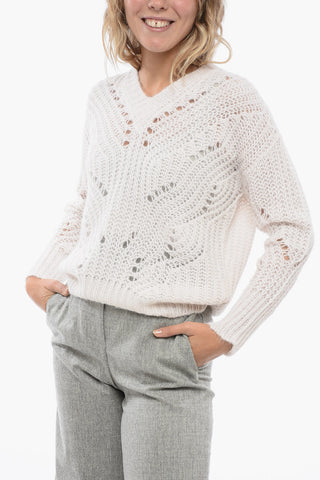 Baby Alpaca Pullover with Openwork Detail