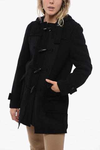 BLACK Wool Coat with Alamari Fastening