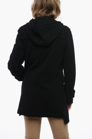 BLACK Wool Coat with Alamari Fastening
