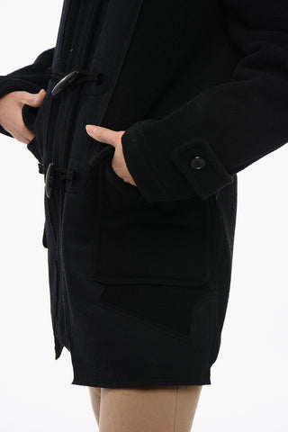 BLACK Wool Coat with Alamari Fastening