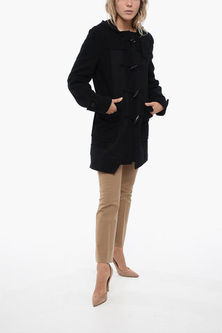 BLACK Wool Coat with Alamari Fastening