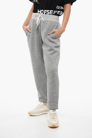 Joggers in Cotone Felpato con Polsini