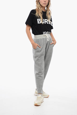 Joggers in Cotone Felpato con Polsini