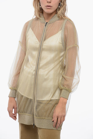 Top Desing Bomber in Mesh con Polsini in Lurex