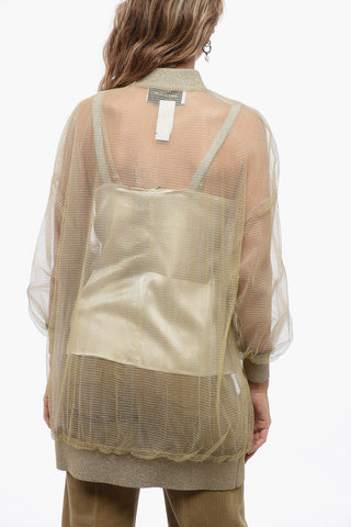 Top Desing Bomber in Mesh con Polsini in Lurex